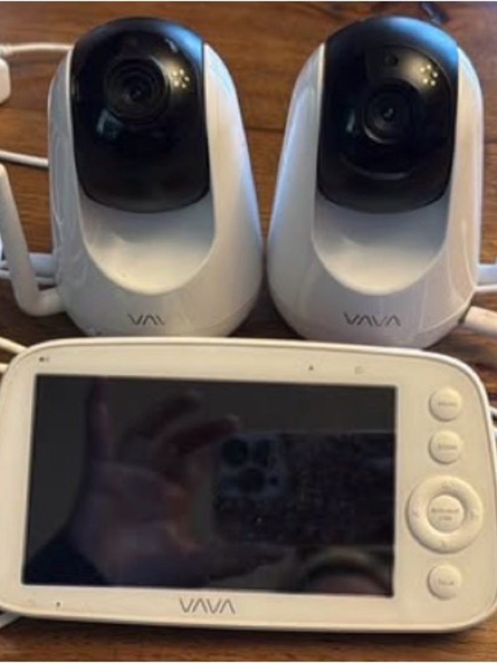 VAVA White Baby Monitor with Dual Cameras and Parent Display